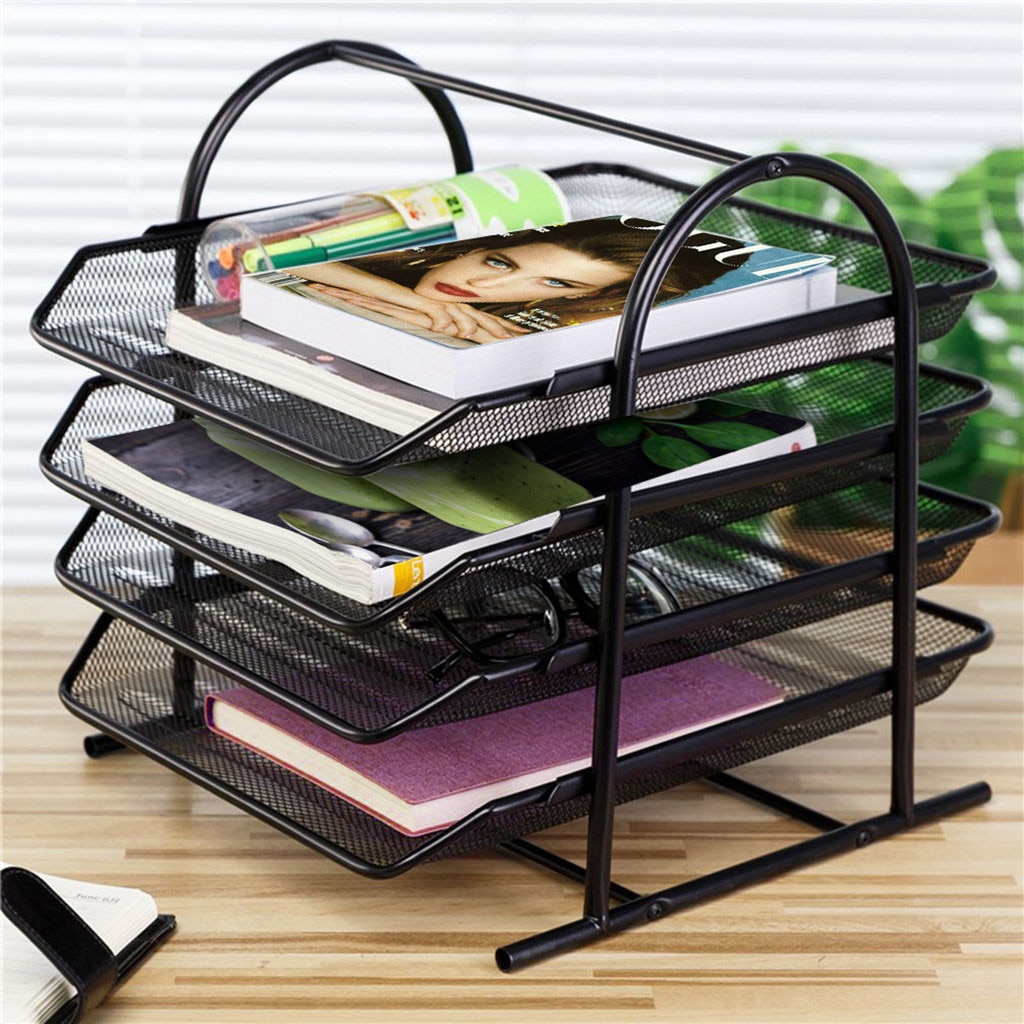 Office A4 Paper Organizer Document File Letter Book Brochure Filling Tray Rack Shelf Carrier Metal Wire Mesh Storage Holder