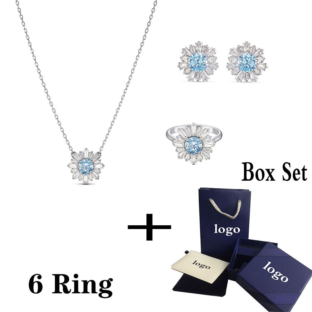 Fashionable SUNSHINE Blue Crystal Necklace Jewelry Simple and for Girlfriend Birthday Memorial Best