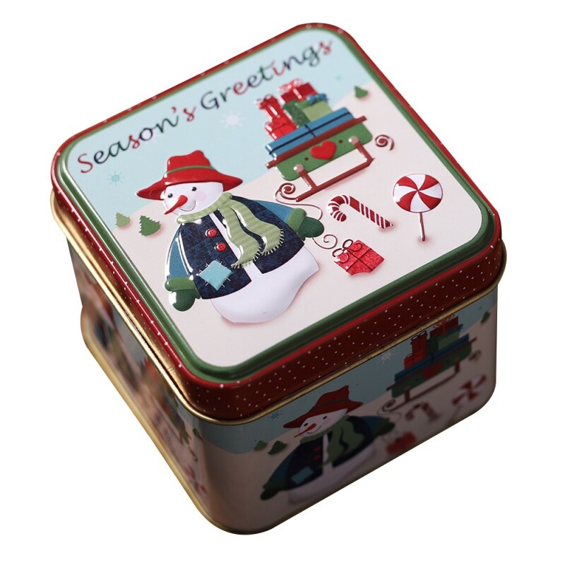 Embossing Tinplate Storage Container Metal Jars Empty Tins Candy Cookie Decorative Box Christmas: C