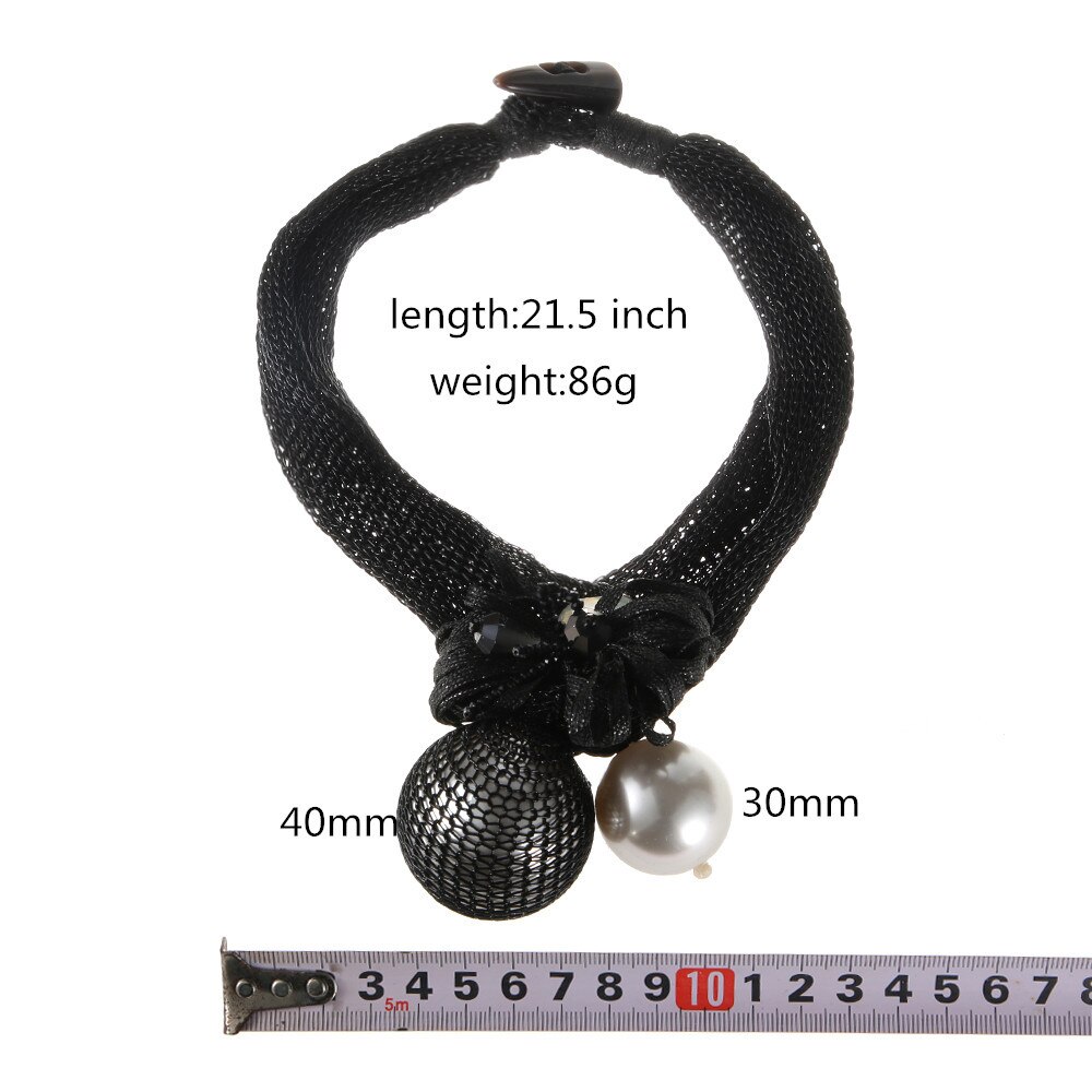 Meetvii Overdreven Grote Gesimuleerde Parel Bal Hanger Ketting Oorbellen Voor Vrouwen Gothic Gaas Touw Verklaring Sieraden Set