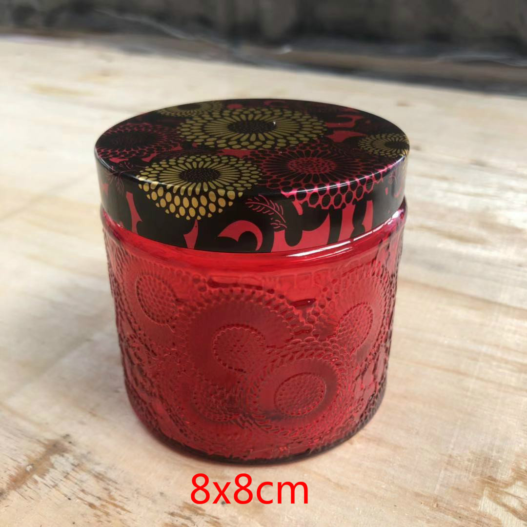 2 stk duft stearinlys flaske præget stearinlys kop hjemmelavet duft stearinlys materiale diy stearinlys beholder opbevaringskrukke: Rød (l)