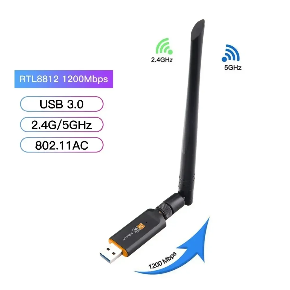 1200Mbps Wifi Usb Adapter Wireless wifi Dongle with 5dB Antenna PC Computer Network Card Receiver Dual Band