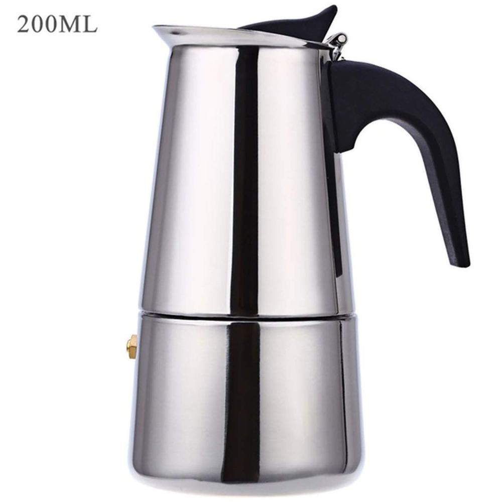 Italiensk kaffemaskin moka gryte rustfritt stål geysir kaffetrakter espresso latte komfyrtopp kanne barista tilbehør kaffeutstyr: 200ml 4 kopp