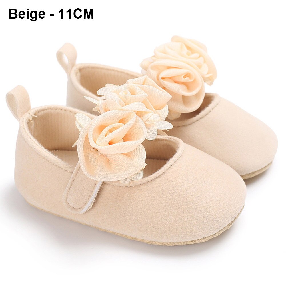 Par com 1 par de sapatos para meninas e crianças, calçados macios para caminhantes aprendendo da moda para 0-1 anos de idade: Beige size 11CM
