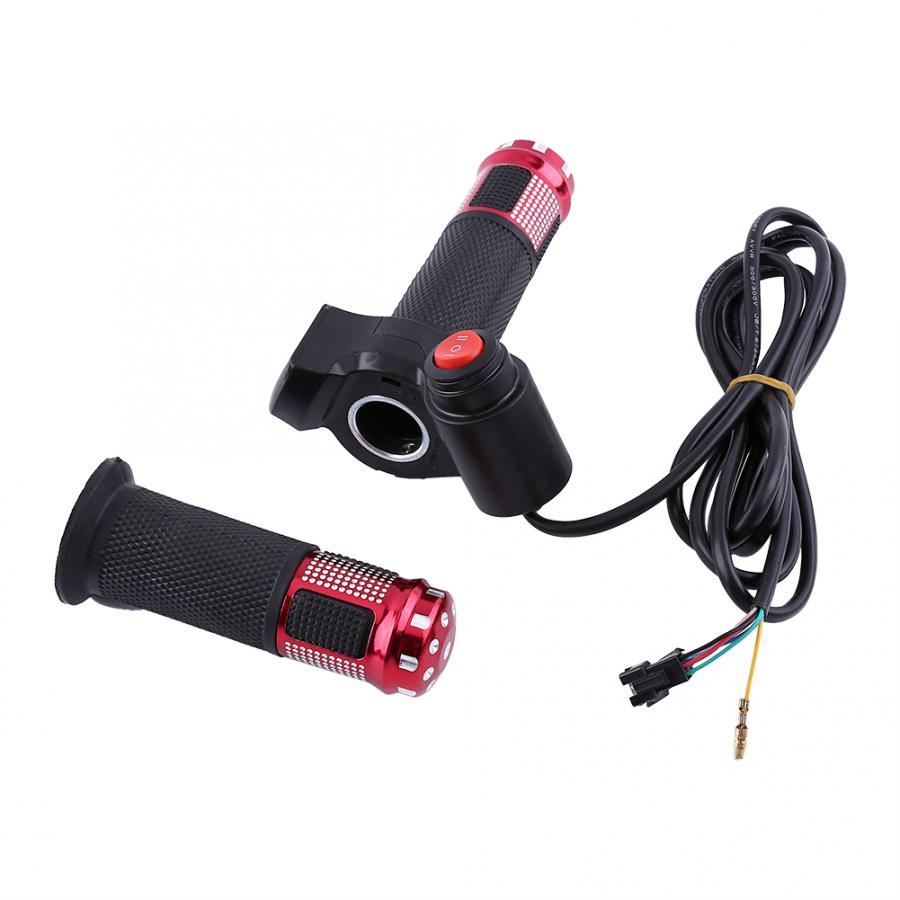 1 Paar 12-84V Universele Elektrische Fiets Scooter Twist Throttle Gashendel Met Led Spanning Display & Snelheid schakelaar E-Bike Onderdelen: Rood