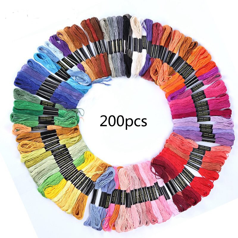 Zestaw nici robić haftowania nici bawełniane nici nici dziewiarskie nici szydełkowe nici akcesoria robić haftu przyrządy robić szycia: 200 szt zestaw