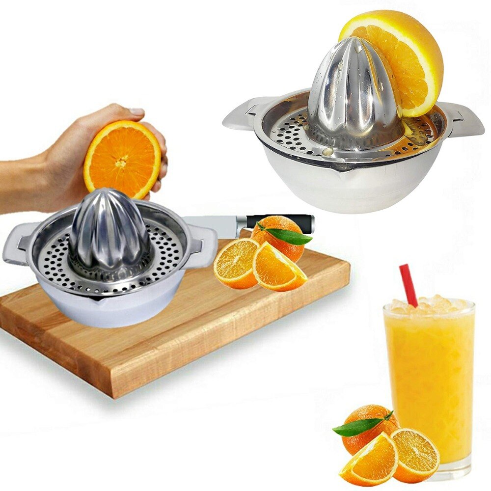 Stainless Steel Citrus Juicer + Strainer Hand Squeezer Press Tool for Lemon Lime Orange Fruit