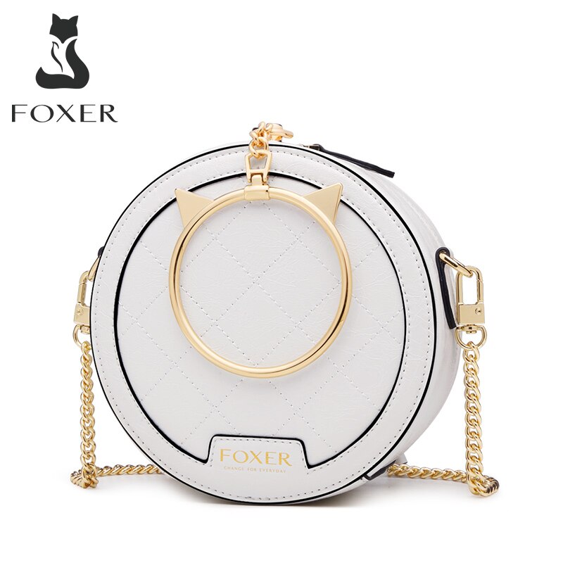 FOXER-sac à bandoulière en croûte de cuir | Sacoche ronde pour dames, défilé de , pochette ronde de fête pour femmes, Mini sac à main