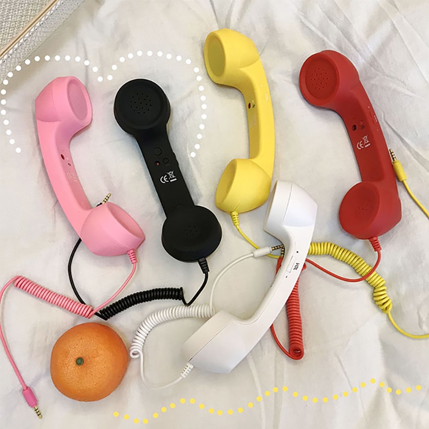 Mobiltelefon håndsæt, retro telefon håndsæt justerbare volumen modtagere mikrofon mikrofon 3.5mm til mobiltelefoner, computer