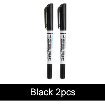 Lifemaster simbalion twin tuschpen 0.5mm/1.0mm 2 stk / lot alkohol base blækmærke på alt cd / træ / metal / glas / keramik 685: Sort