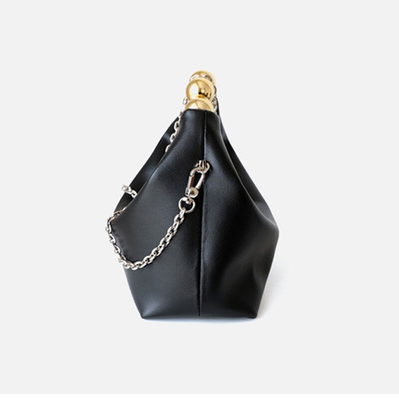 2022 Parel Kralen Handvat Handtas Paars Split Lederen Vrouwen Schoudertas Kleine Keten Crossbody Tas Yelllow