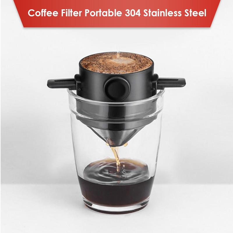 Koffie Filter Draagbare 304 Rvs Drip Koffie Thee Houder Trechter Manden Herbruikbare Thee Zetgroep En Stand Koffie Druppelaar