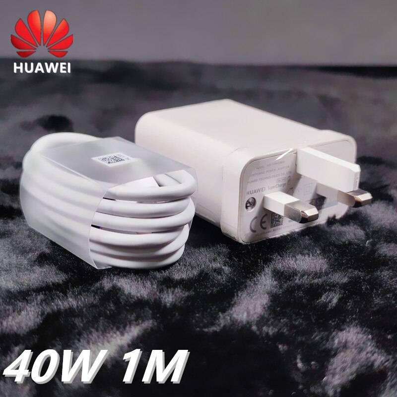 Huawei 40W Charger UK EU SuperCharge P30 pro fast charge adapter type C cable For Huawei P30 pro P40 Mate 30 20 pro V30