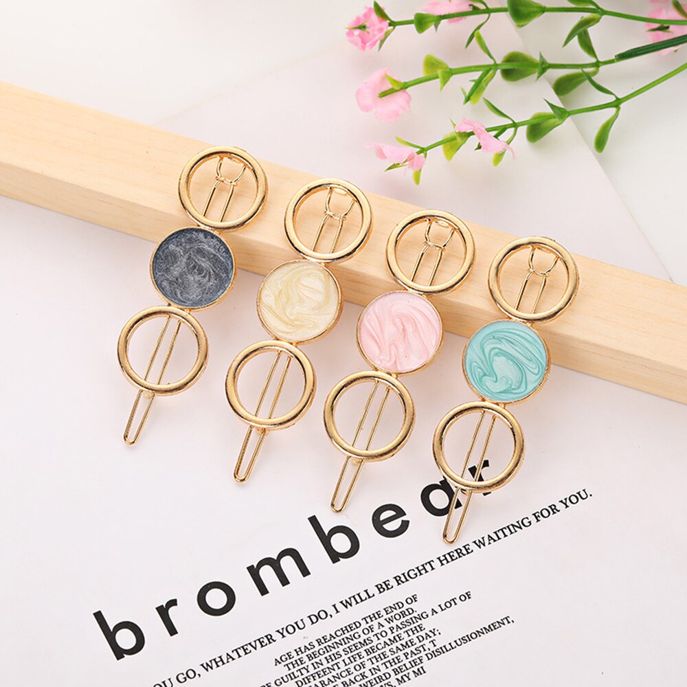 Pinza de pelo con estrella lateral redondo para mujer, horquilla de Metal geométrica, accesorios para el cabello para niña, , 1 Uds.