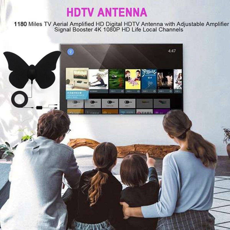 Amplified HD Digital TV Antenna Long 50-80 Miles Range Older TV's Indoor Powerful HDTV Amplifier Signal Booster: Default Title