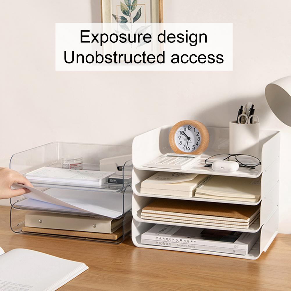 Lightweight Great Paper Tray Holder Stylish Desk Organizer Practical Filing Rack Stackable for Dorm