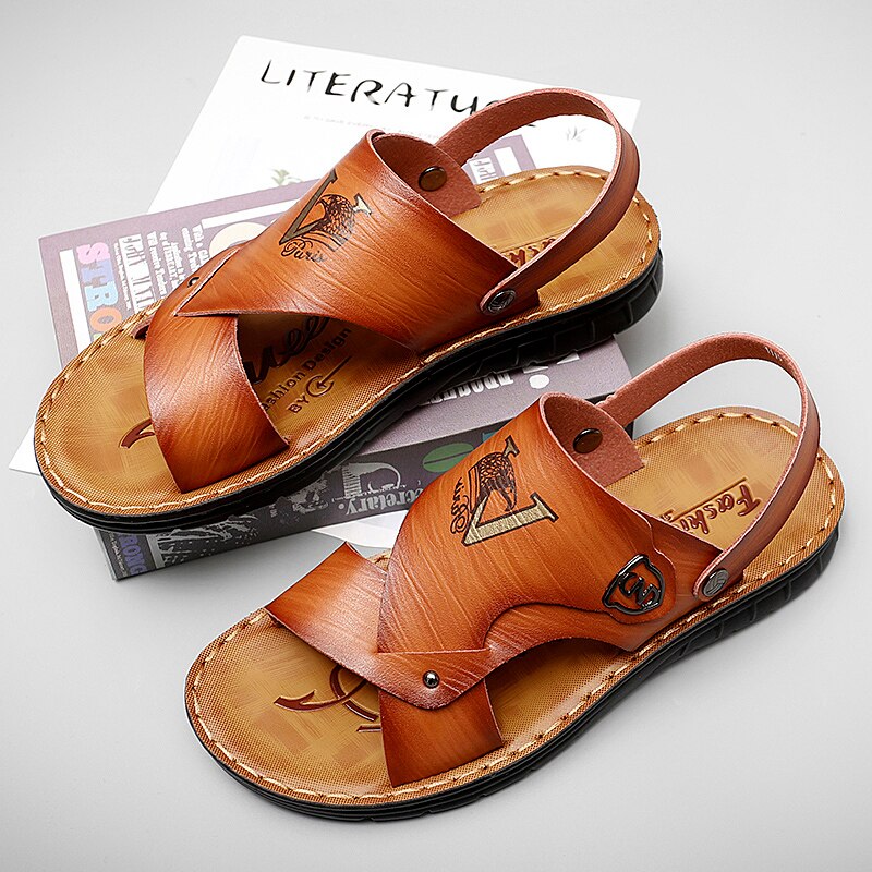 Pu Lederen Heren Wandelschoenen Zomer Strand Sandalen Man Platte Outdoor Slippers Mannelijke Zwemmen Schoeisel Sneakers Maat 38-44