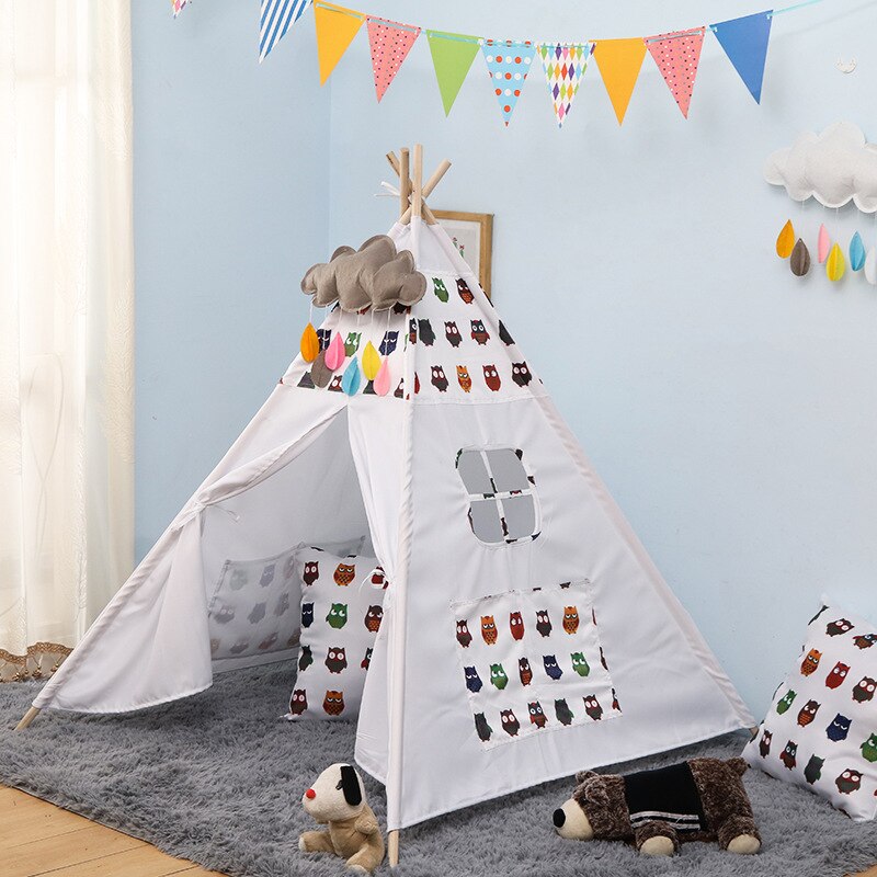 Tipi tent for kids Play-Tent Teepee House Wigwam Room Children's Tent Game-House Triangle Teepee Canvas Sleeping Dome 135cm