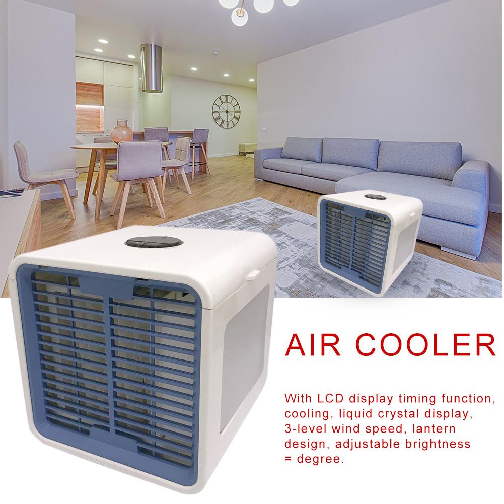 Auto Draagbare Mini Air Conditioner Cooling Usb Lcd Timing Koeler Voor Slaapkamer Cooler Fan Kleurrijke Watergekoelde Ventilator Airconditioner