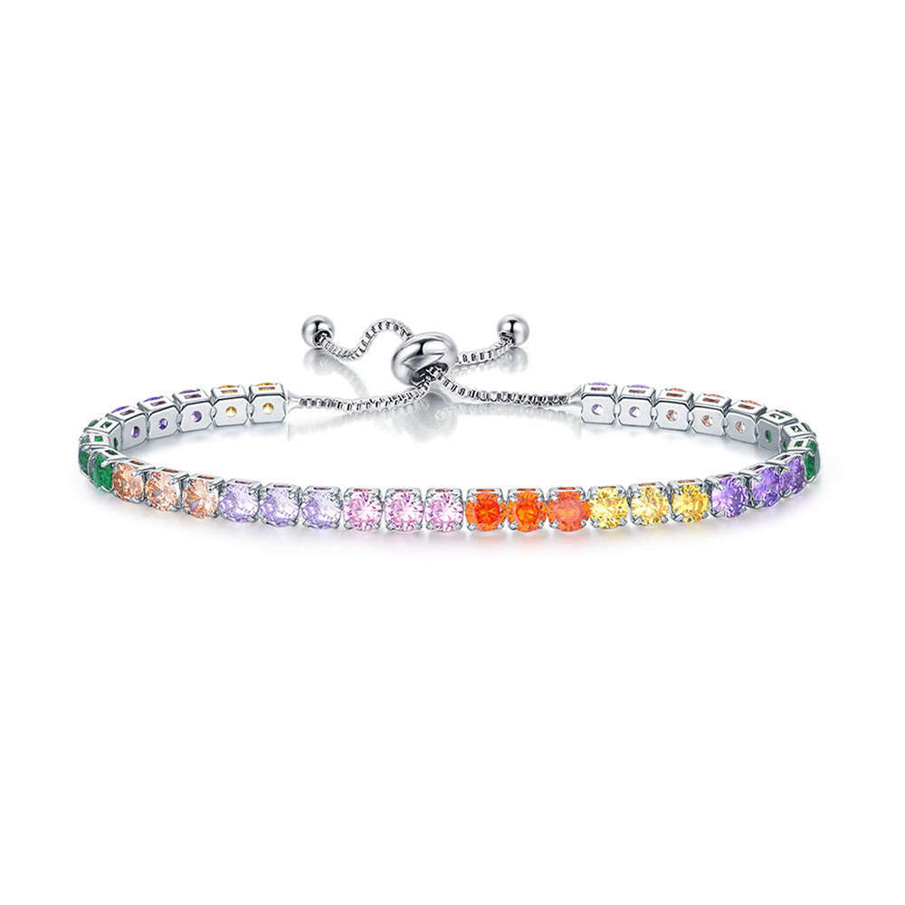 Tennis Armbanden Voor Vrouwen Shining Wit Goud Kleur Single-Layer Zirkoon Verstelbare Slider Gesp Bedelarmband Mode-sieraden