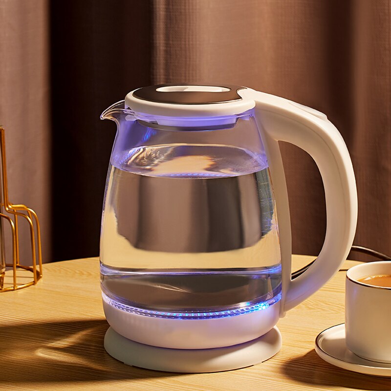 DMWD-Hervidor eléctrico de vidrio para el hogar, tetera de Blu-ray, termo, Samovar, Apagado automático, Caldera de café, 1.8L, 1500W