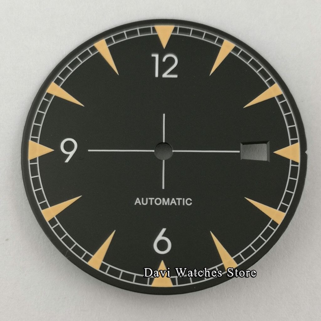 33.2Mm Bliger/Steriele Wijzerplaat Onderdelen Groen Lichtgevende Fit NH35 NH35A Automatische Beweging: B2-no logo