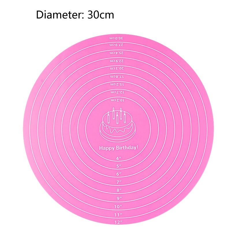 Non-Stick Cake Turntable Stand Silicone Mat Round Silicone Baking Mat With Measurements Heat Resistant Pastry Baking Sheet: 30cm pink