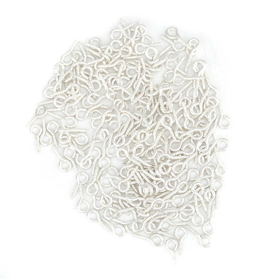 Jóias manguito 3 cores 200 pçs/saco pinos de olho eyepins liga rosca parafuso olho ganchos jóias descobertas bangle para mulher: Silver