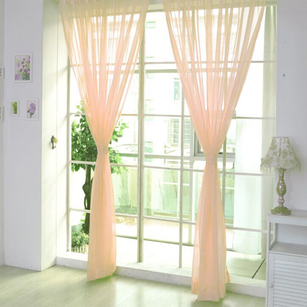 1 Pcs Pure Kleur Tulle Deur Gordijn Drape Panel Sheer Sjaal Valletjes Moderne Voile 200Cm X 100Cm: F