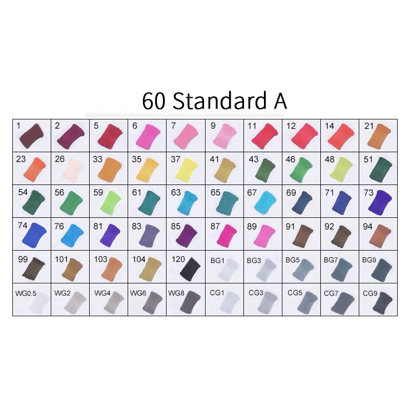 TOUCHNEW T8 30/40/60/80/168 Colors Markers Manga Drawing Markers Pen Alcohol Based Sketch Felt-Tip Twin Brush Pen Art Supplies: 60 STANDARD