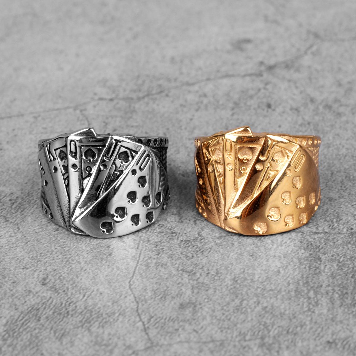 Bague de Poker pour hommes, en acier inoxydable 316l, style Hip Hop, porte-bonheur Talisman, bijou de motard pour hommes et garçons, à la