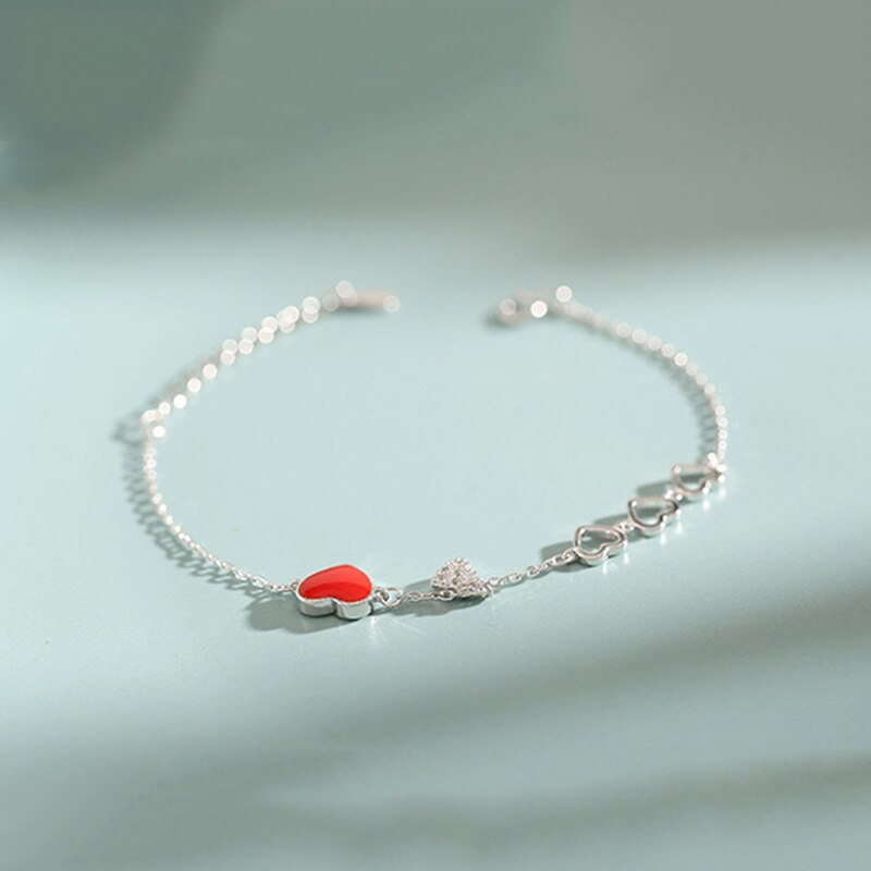 Pulsera de corazón de amor para mujer, de Plata de Ley 925, joyería de circón ajustable, románticos, S-B264