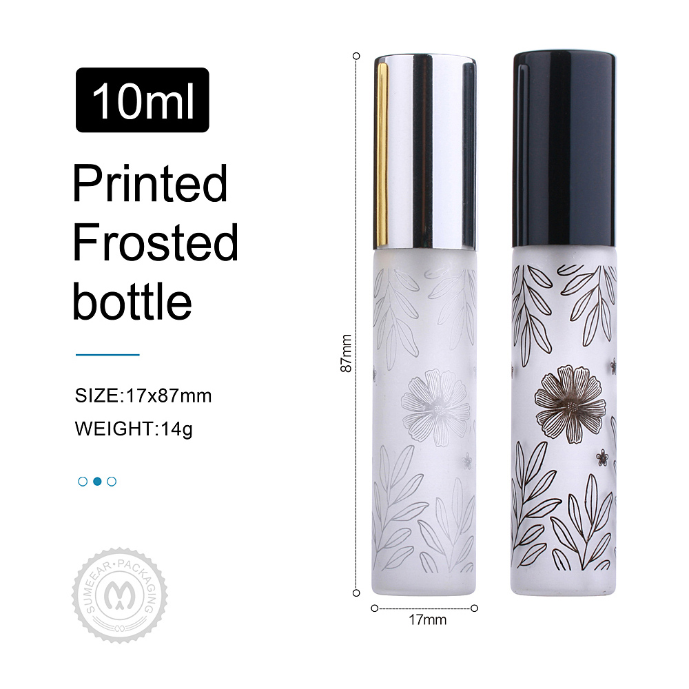 100 Stks/partij 10Ml Blad Patroon Frosted Parfum Fles Glas Verstuiver Aluminium Cap Spray Reizen Flessen