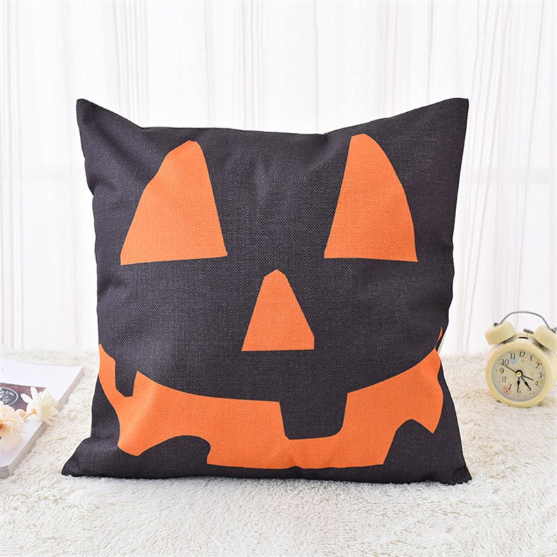 Halloween spöke häxa pumpa örngott sittsoffa kuddfodral linne bomull fyrkantigt grönt kuddfodral för heminredning: 02