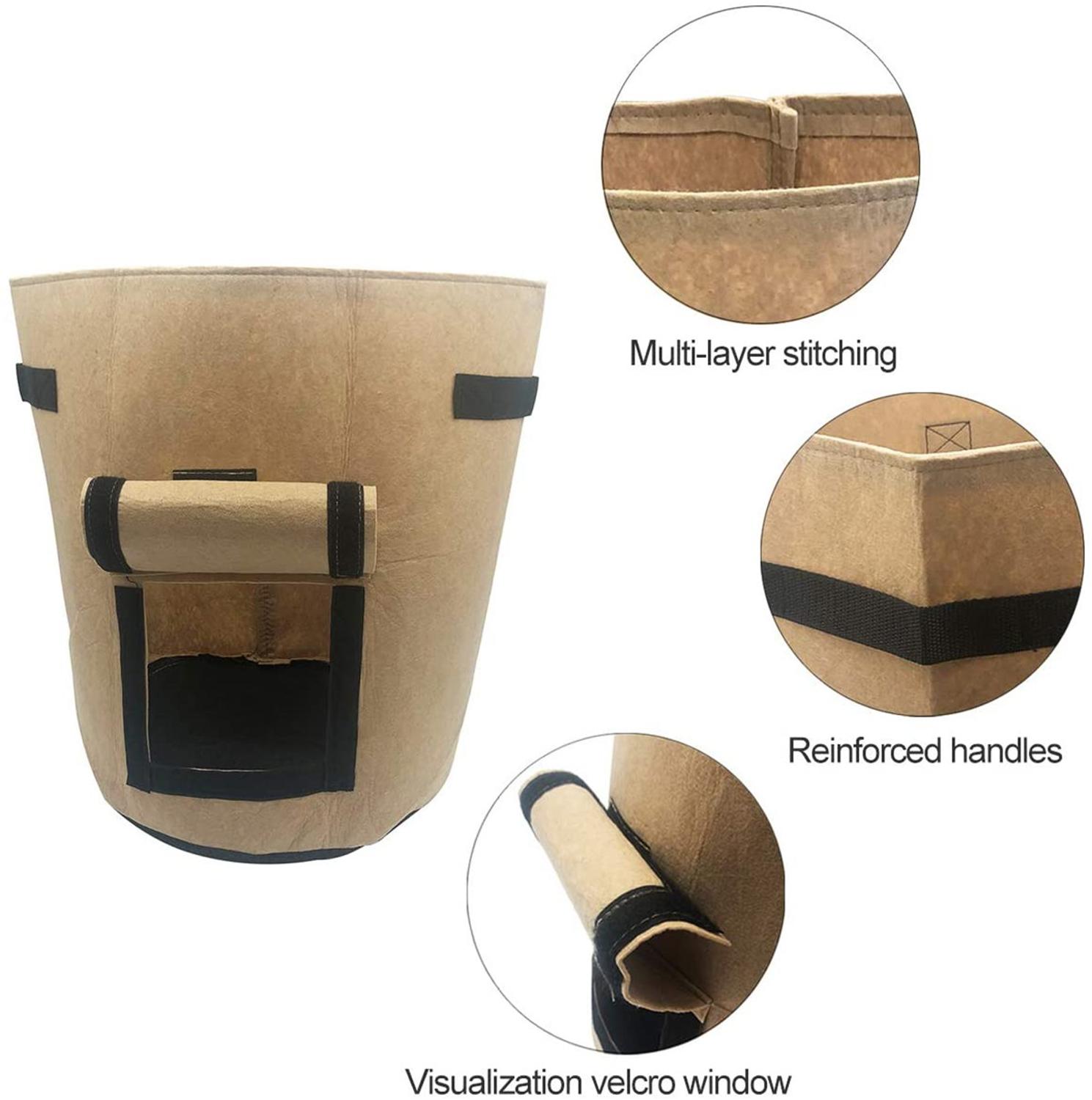 3 größe Anlage Wachsen Taschen hause garten Kartoffel topf gewächshaus Gemüse Wachsenden Taschen Feuchtigkeitsspendende jardin Vertikale Garten Tasche sämling: Braun(35x30cm(7gal)