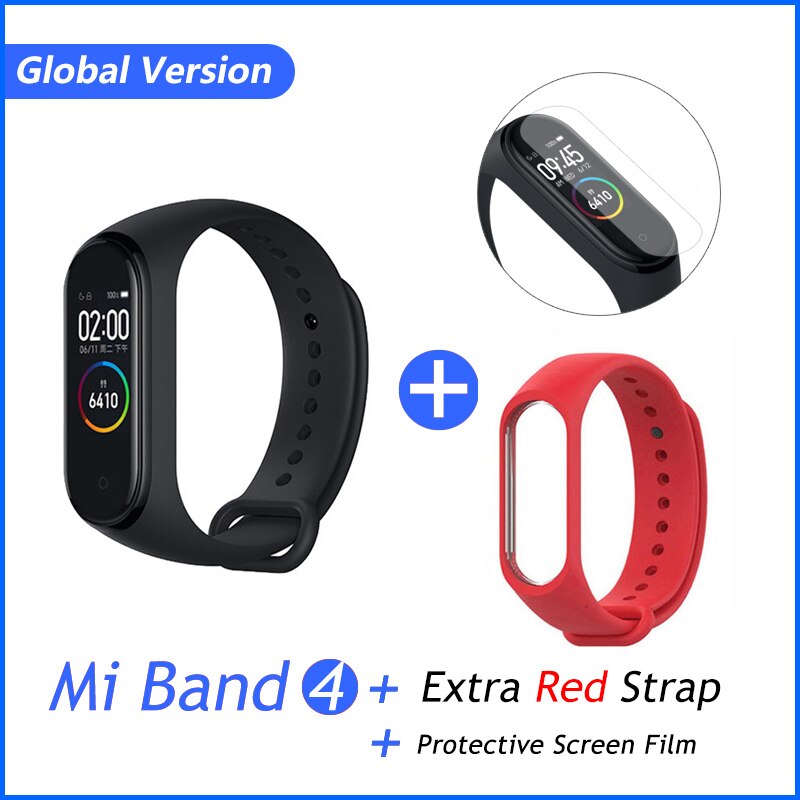 Xiaomi Mi Banda 4 Più Nuovo Sport Miband 4 Braccialetto Intelligente di Frequenza Cardiaca Fitness Traker 135mAh di Colore Dello Schermo di Bluetooth Impermeabile 5.0: GB add red film