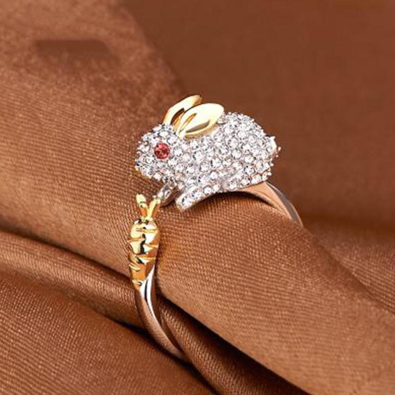 Mifeiya Zirconia Open Wedding Verstelbare Ringen Leuke Vinger Ring Bunny Dier Sieraden Konijn Vorm Ringen Voor Vrouwen