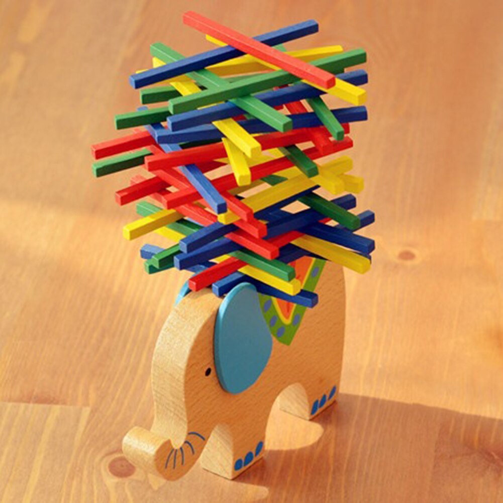 Wooden Elephant Camel Animal Balancing Stack Colorful Block Development Kids Toy