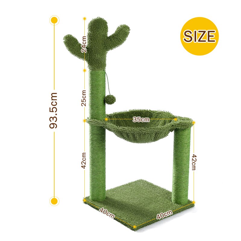 Cactus Kat Boom Met Hangmat Paddestoel Styling Katten Boom Condo Vol Gewikkeld Sisal Krabpaal Voor Katten Kitten Klim Snelle: AMT0113GN