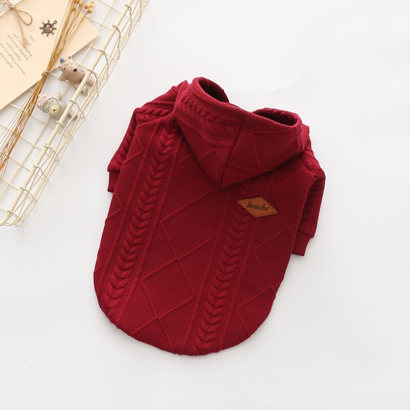 Leisure Pet Cat Dog Clothes Solid Hoodies Jacket for Small Medium Dogs Cat Soft Coat Wrap with Zipper Simple All-match Costume: Red / XXL
