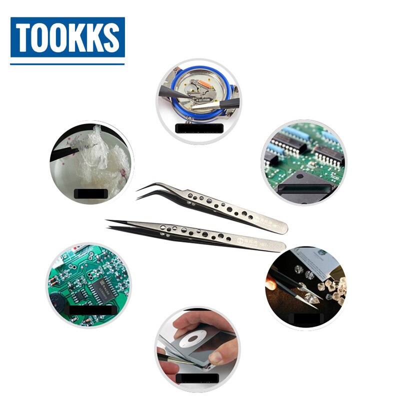 Precisie bga reballing pincet voor mobiele telefoonreparatie roestvrijstalen rechte pincet met koelgat