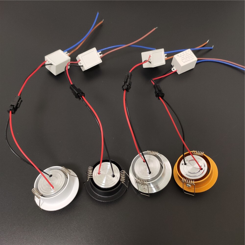 Led mini nedljus 3w 1w dimbara spotlights infällda lampor  ac85-265v taklampor aluminium 52mm