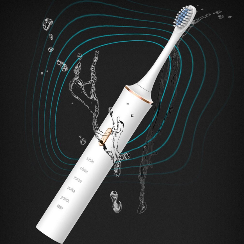 Brosse à dents électrique avec minuterie pour adulte, 5 modes, chargeur USB, brosse à dents Rechargeable avec 4 têtes de rechange