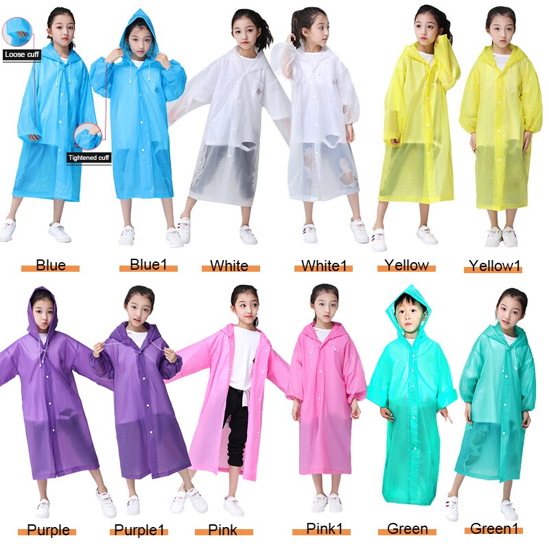 Chubasquero impermeable de Color sólido con dibujos animados para niños, ropa de lluvia, Poncho de estudiante para exteriores, transparente, 1 ud.