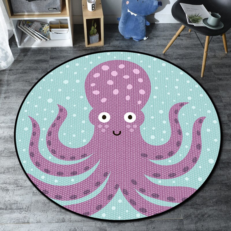 Tapis rond animaux de dessin animé 100cm, tapis rampant pour bébé, panier suspendu, coussin de chaise, tapis de sol, tente de jeu