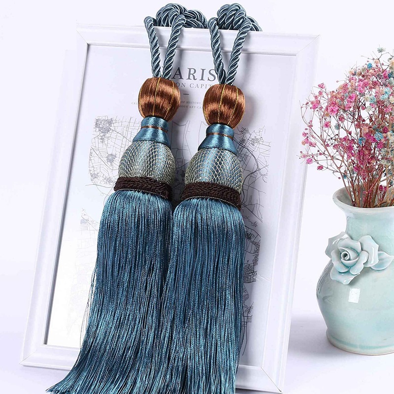 Paquete de 2 alzapaños de cortina con borlas, alzapaños de cuerda hechos a mano, decorativos para el hogar, la Oficina y el Hotel, para la ventana del hogar y la Oficina