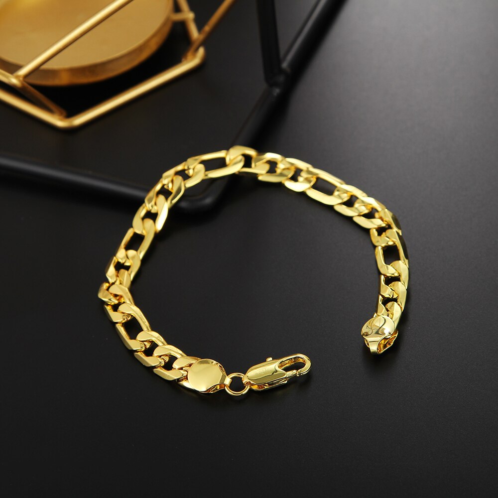 Nuovo bracciale in argento Sterling 925 bracciale in oro 18 carati 8MM bracciale uomo e donna gioielli con ciondolo regalo di nozze