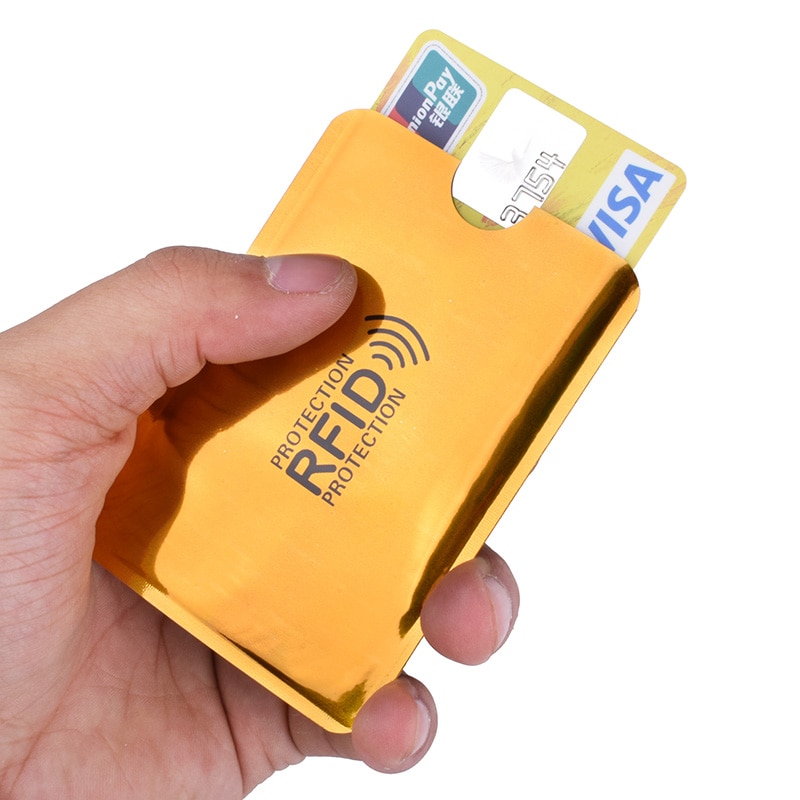 5PCS RFID porta carte di credito anti-scansione tasca in alluminio metallo sottile protezione della carta di credito portafoglio di sicurezza custodia per carte di moda