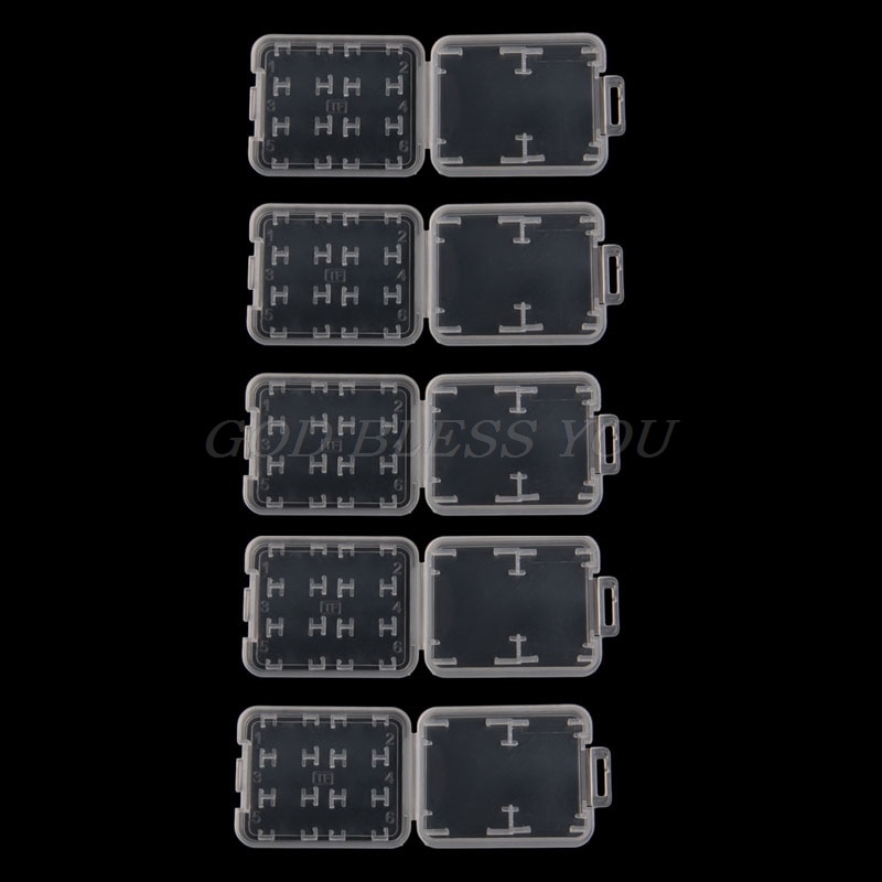 5 Pcs 8 In 1 Plastic Transparante Standaard Sd Sdhc Memory Card Case Houder Box Storage