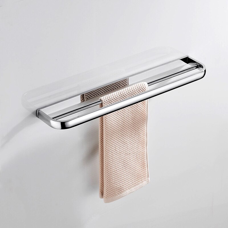 Bronze Bathroom Double Towel Rail Bar Antique Black White Clothes Bathtowel Hanging Vintage Brass Bathroom Towel Holder Shelf: Chrome